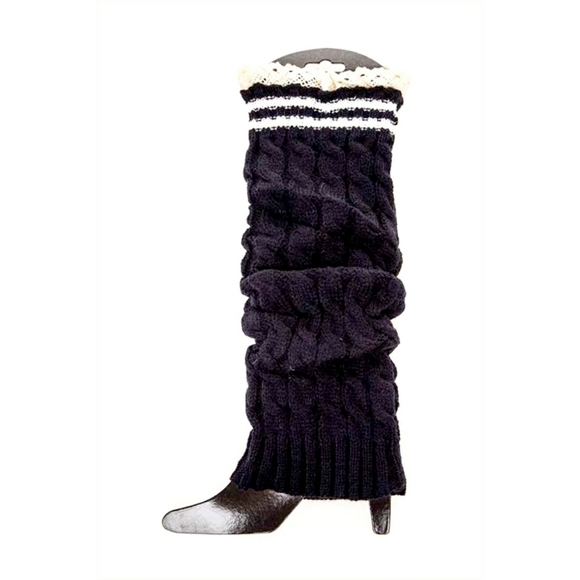 NWT Lace Trim Leg Warmers | Navy Blue - Picture 2 of 4